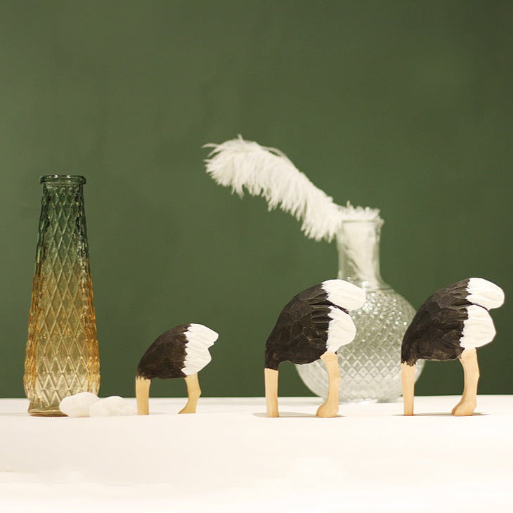 Crafted wooden ostrich figure, perfect as a creative gift