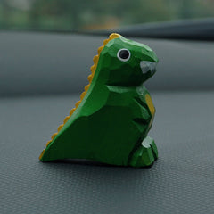 Cute Wooden Dinosaur Car Ornament Hand-Painted